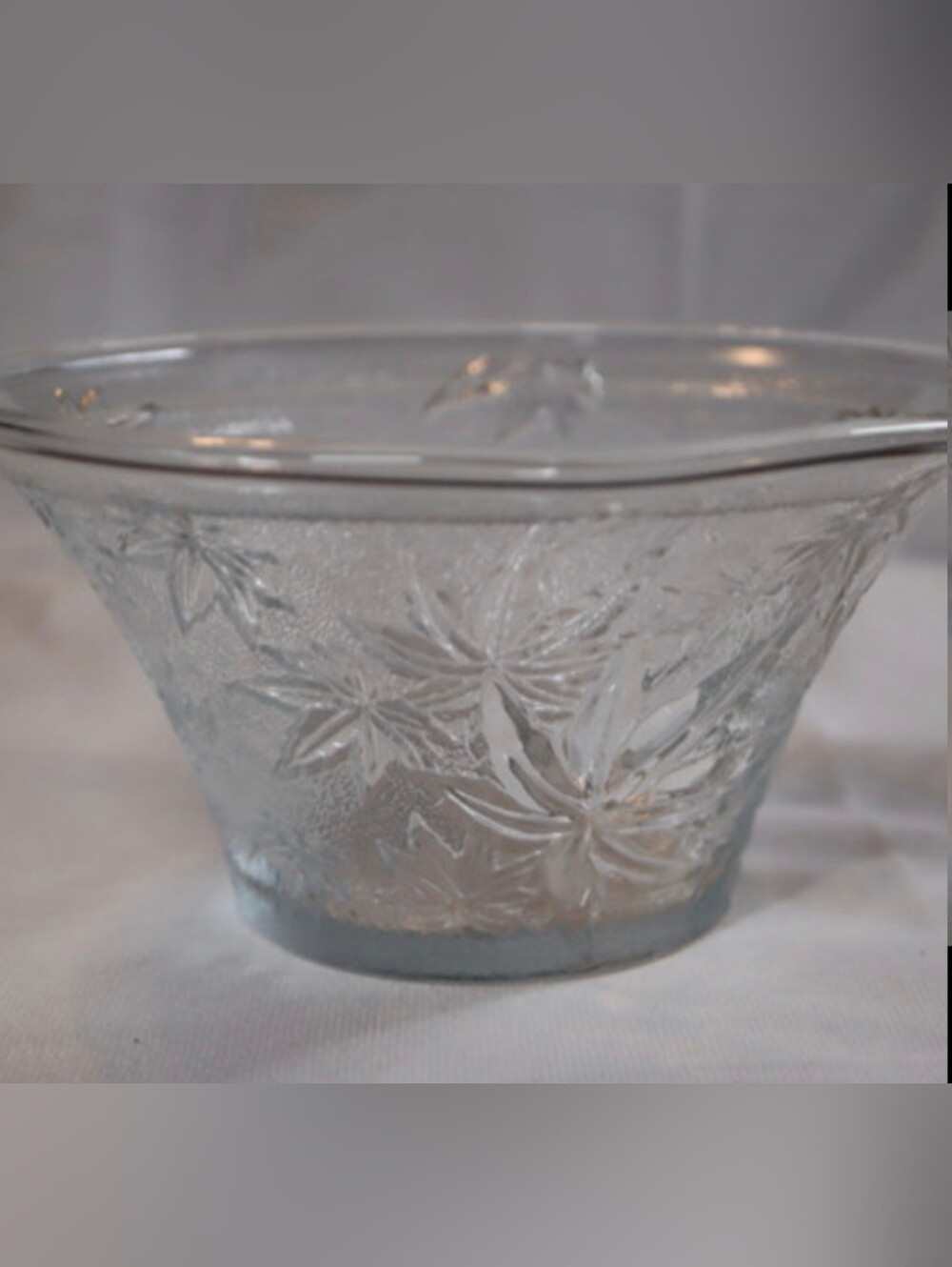 Vintage Cut Crystal Floral/Holly Leaf Dish/Bowl Candy Etc...7” Inches Wide